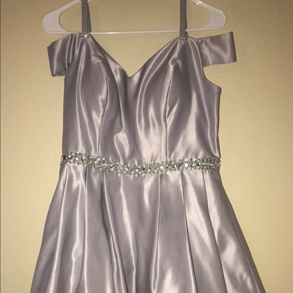 short silver prom dress